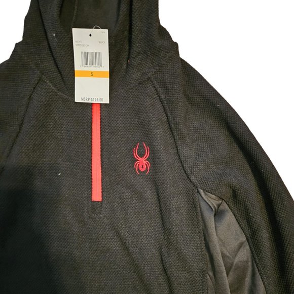 Spyder Men's Racer 1/4 Zip Pullover Hoodie Black Size Small - Picture 5 of 5